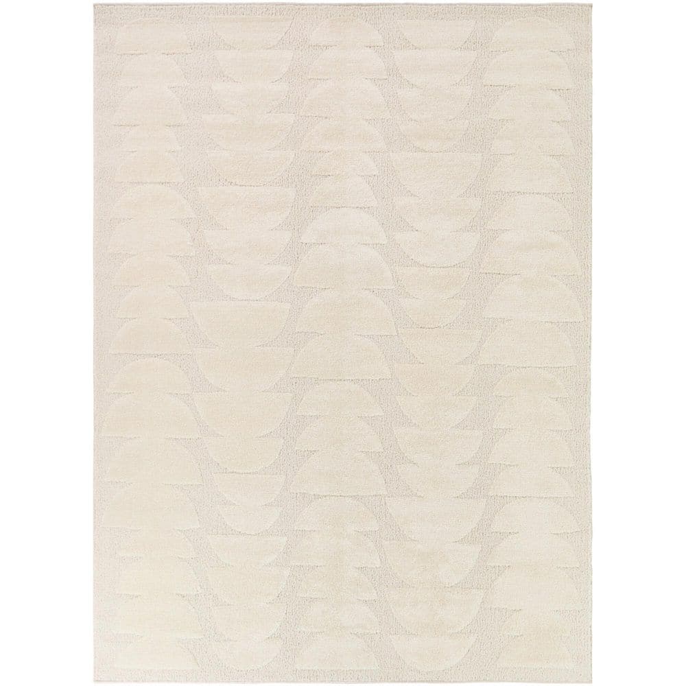 BALTA Lucio White/Cream 5 ft. x 7 ft. Organic Half Moons Area Rug ...