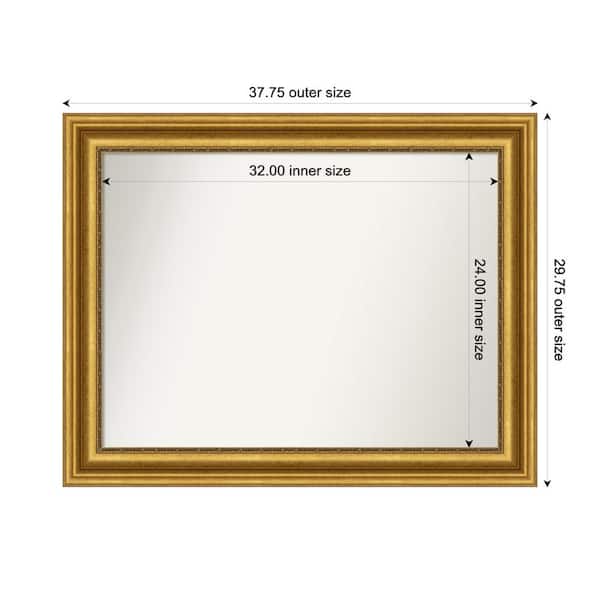 Amanti Art Parlor Gold 37.75 in. x 29.75 in. Custom Non-Beveled Recycled Polystyrene FramedBathroom Vanity Wall Mirror