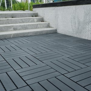 0.98 ft. W x 0.98 ft. L Plastic Interlocking Deck Tiles Square Waterproof Outdoor Floor in Dark Gray (44-Pack)