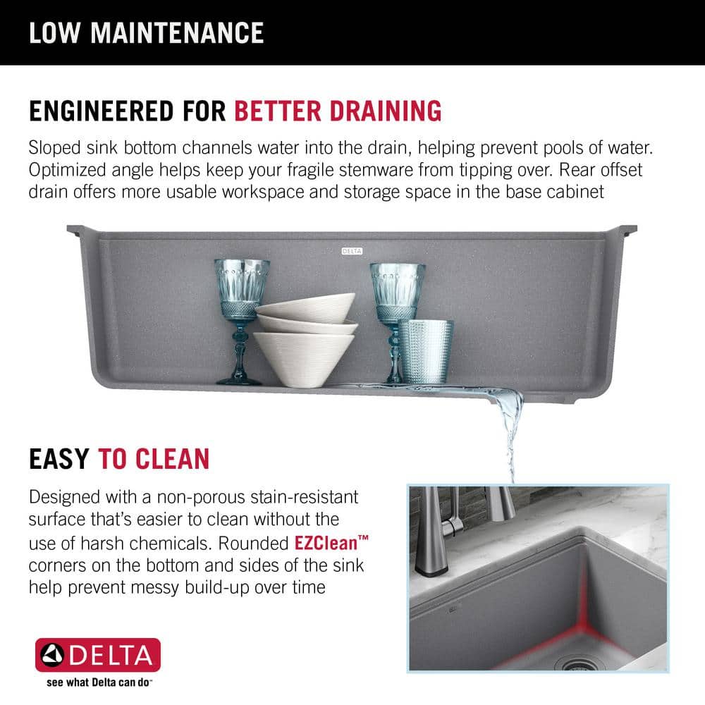 Dark Gray Granite Composite Workstation Kitchen Sink with Workflow Ledge