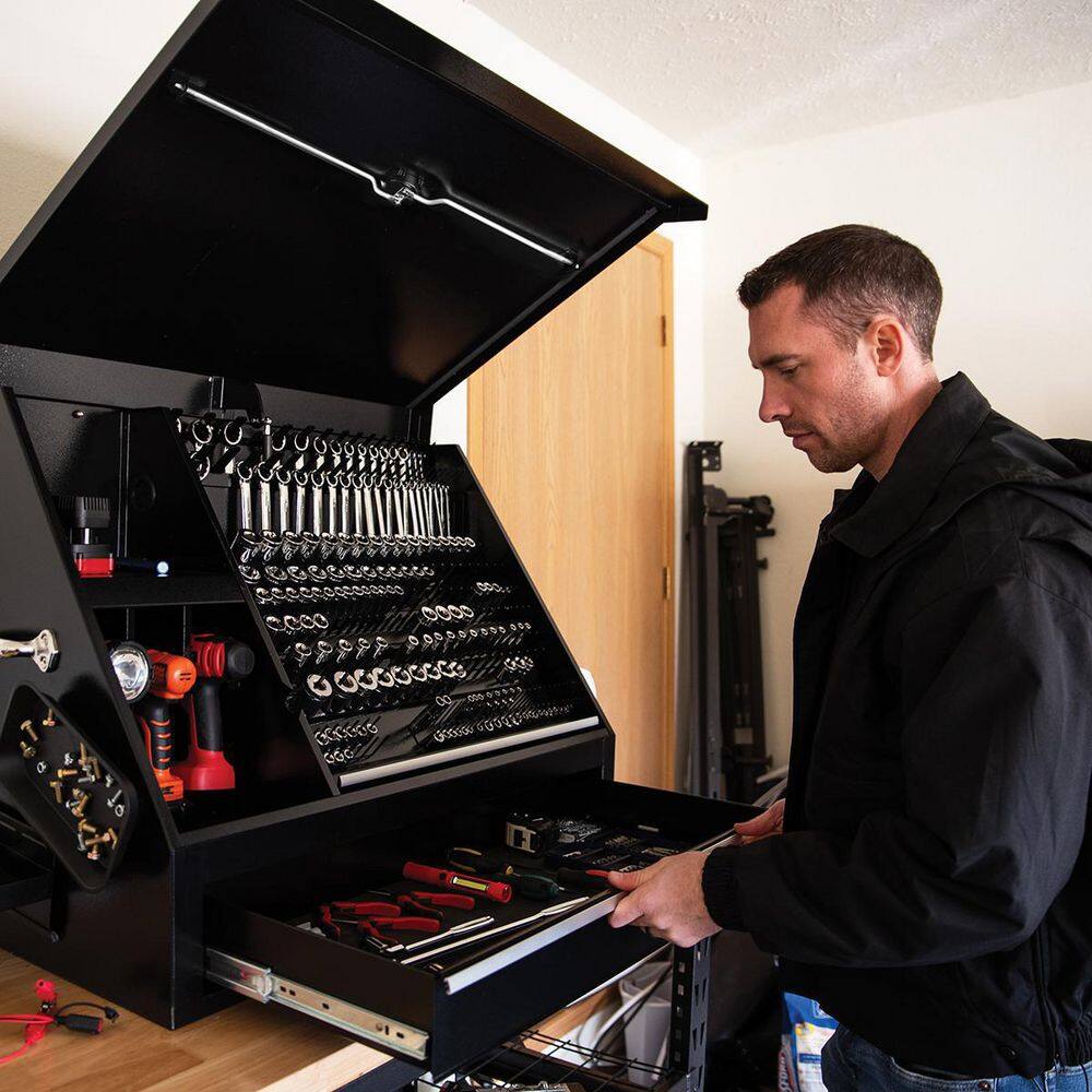 Black Powder Coated Steel Lockable Triangle Tool Storage Box