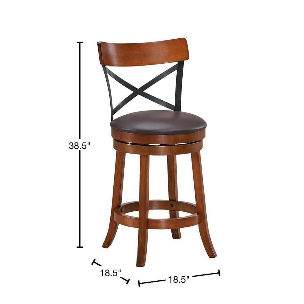 Walnut and Black Swivel 25'' High Back Bar Stools Set of 4