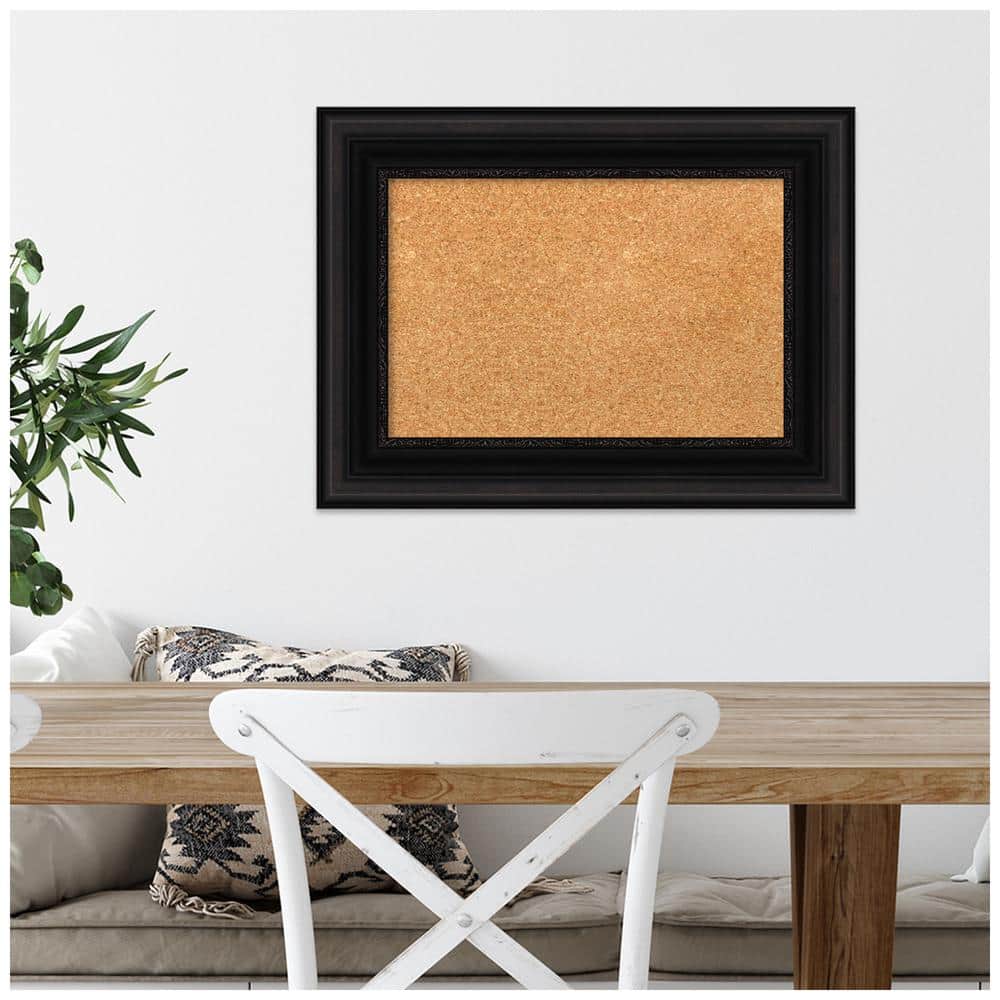 Parlor Black Framed Corkboard with Ornate Design, 24x18