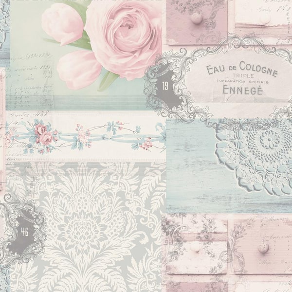 Fine Decor Multi-Colored Ophelia Blue Decoupage Wallpaper Sample