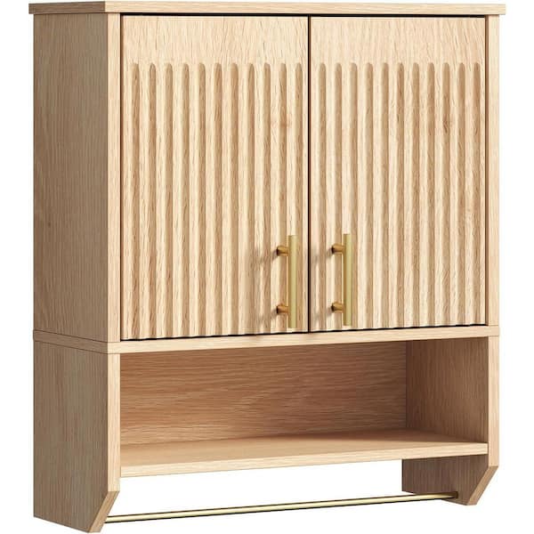 15.7 in. W x 22.4 in. H Wood Rectangular Natural Surface Mount Medicine Cabinet without Mirror