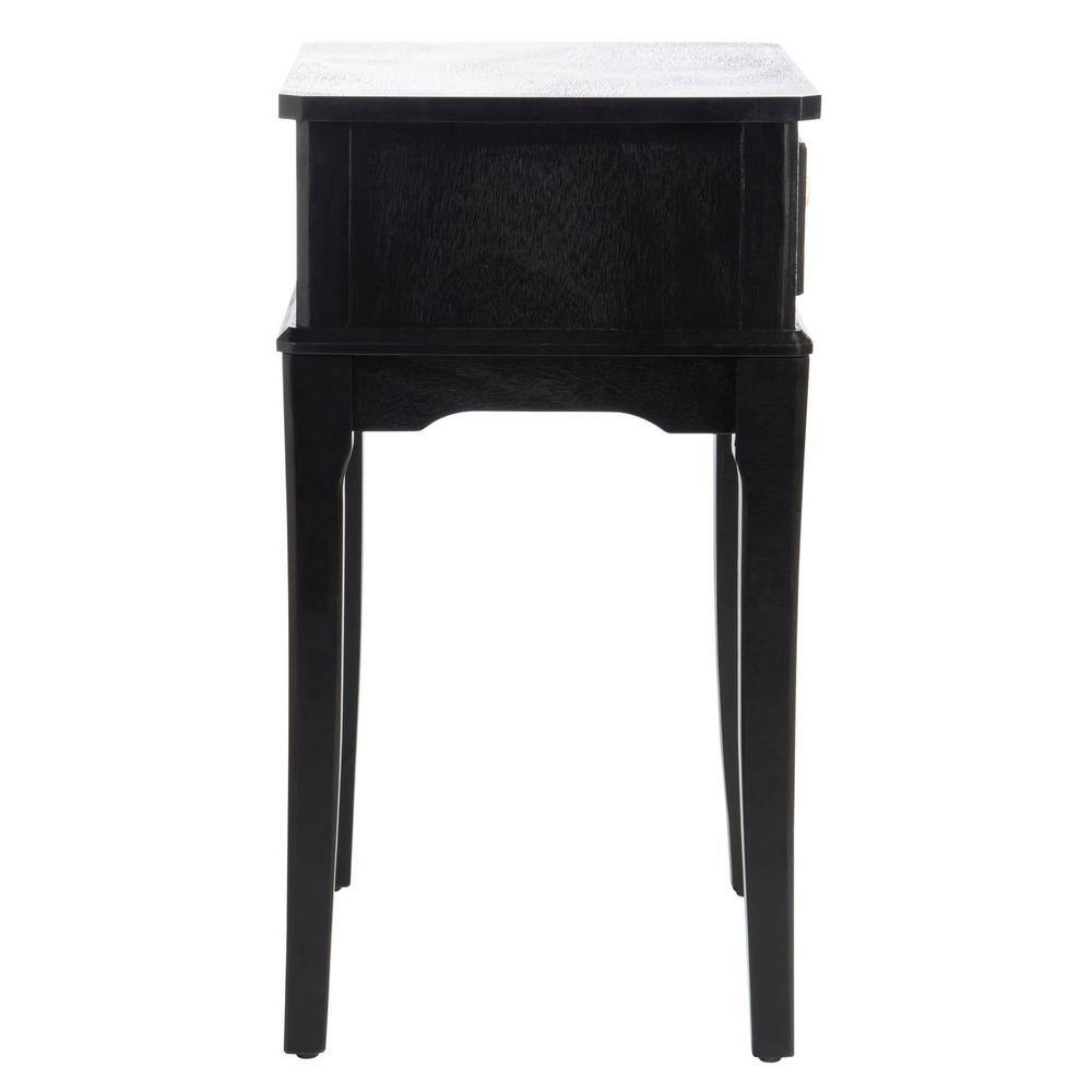 Opal French Black Wood Storage Accent Table with Scalloped Apron