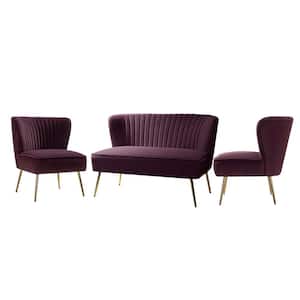 Carmita 3-Piece Purple Living Room Set