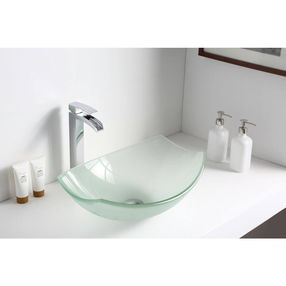 Lustrous Frosted 19.7'' Clear Glass Oval Vessel Sink