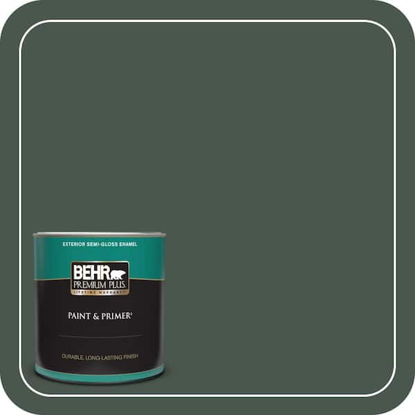 BEHR PREMIUM PLUS 1 qt. #ECC-45-3 Conifer Semi-Gloss Enamel Exterior Paint & Primer