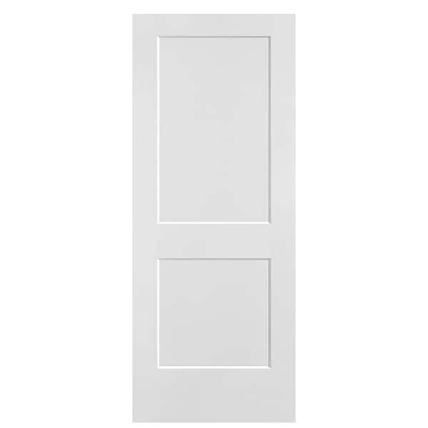 32 in. x 80 in. Logan 2-Panel Primed White Hollow Core Composite Interior Door Slab