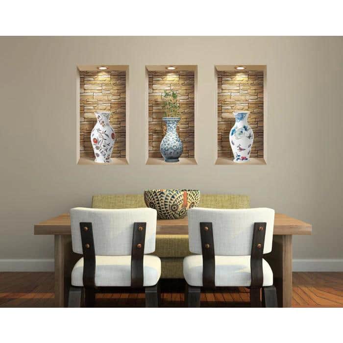 Multi-Color 3D Niche Wall Art Decals Set of 3