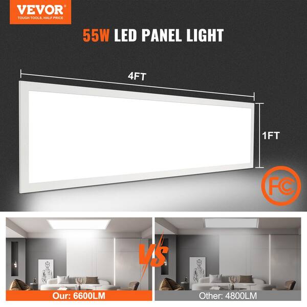 VEVOR 2 PCS 1 ft. x 4 ft. LED Flat Panel Light 6600LM 55 Watt LED Drop Ceiling Light 3500/4000/5000K for Home Office Classroom