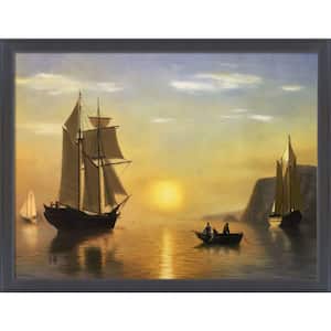A Sunset Calm in Bay of Fundy by William Bradford Gallery Black Framed Culture Oil Painting Art Print 34 in. x 44 in.