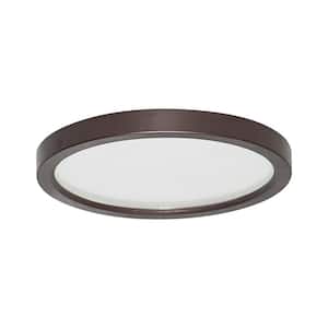 Round Slim Disk Length 5.5 in. Bronze Fixture 3000K Warm White 1-Light New Construction Recessed Integrated Led Trim Kit