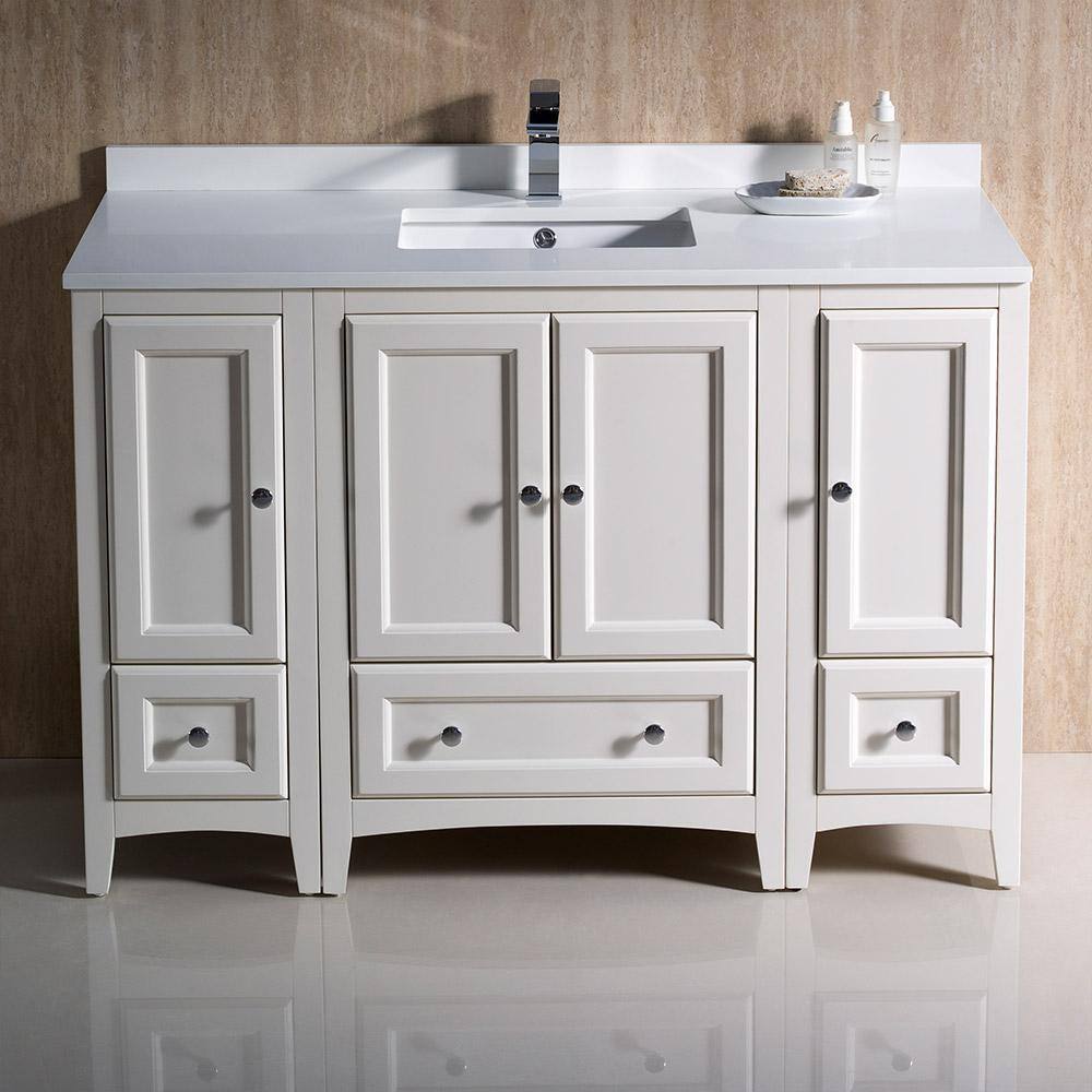 48" Antique White Quartz Stone Single Sink Vanity