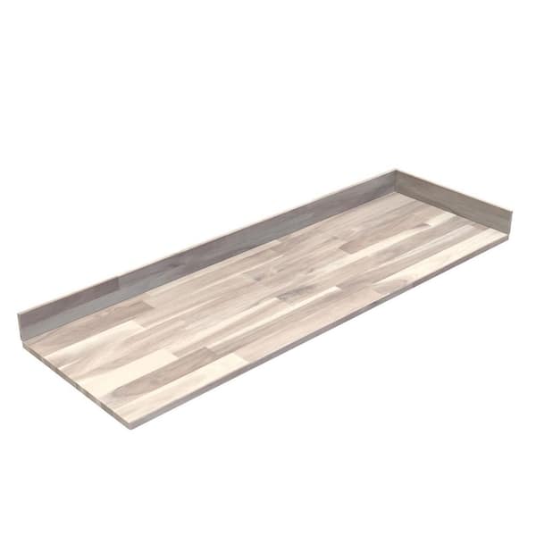 Interbuild 73 in. x 24 in. x 1 in. Acacia Vanity Top with Backsplash, Organic White