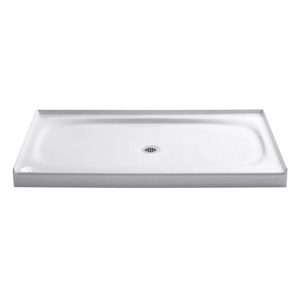 Salient 60" x 36" White Cast Iron Shower Base with Center Drain