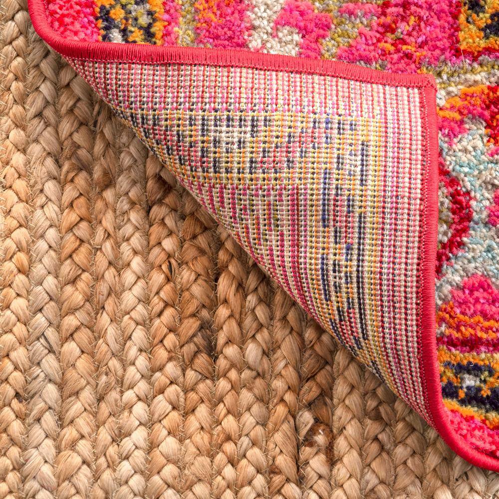 Rosie Pink Round Synthetic Bohemian Area Rug - 4' Diameter