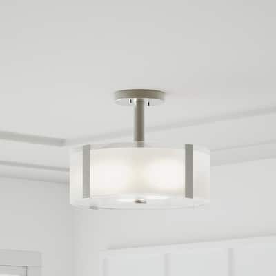 Bourland 14 in. 3-Light Polished Chrome Semi-Flush Mount Kitchen Ceiling Light
