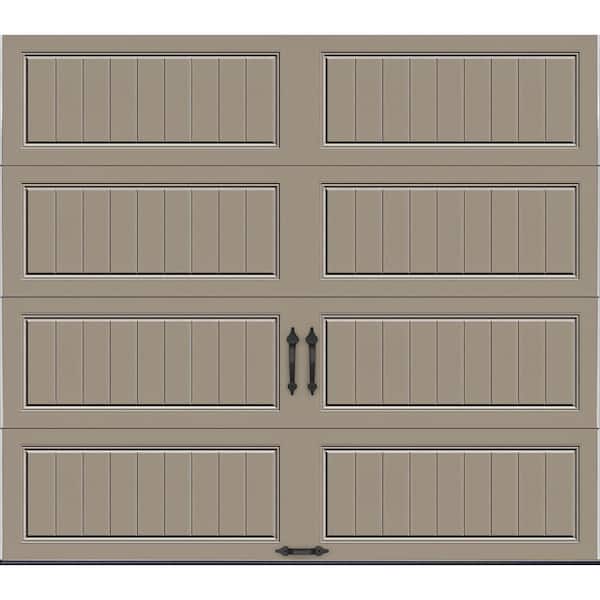 Clopay Gallery Steel Long Panel 8 ft x 7 ft Insulated 18.4 R-Value  Sandtone Garage Door without Windows