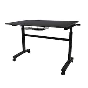 Black Height Adjustable Desk with Caster-Caps