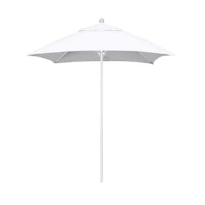 6 ft. Square White Aluminum Commercial Market Patio Umbrella with Fiberglass Ribs and Push Lift in Natural Sunbrella