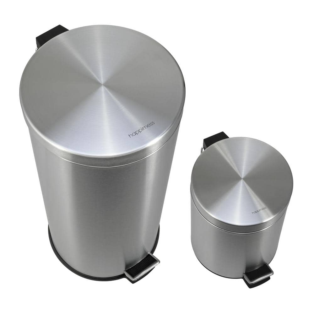 Oscar 8-Gallon Stainless Steel Step-Open Trash Can with Mini Bin
