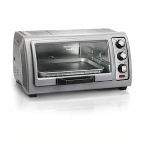 Easy Reach 1400 W 6-Slice Grey Silver Toaster Oven with Roll Top Door