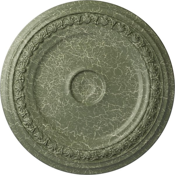 Ekena Millwork 1-1/2" x 31-1/8" x 31-1/8" Polyurethane Carlsbad Ceiling Medallion, Athenian Green Crackle