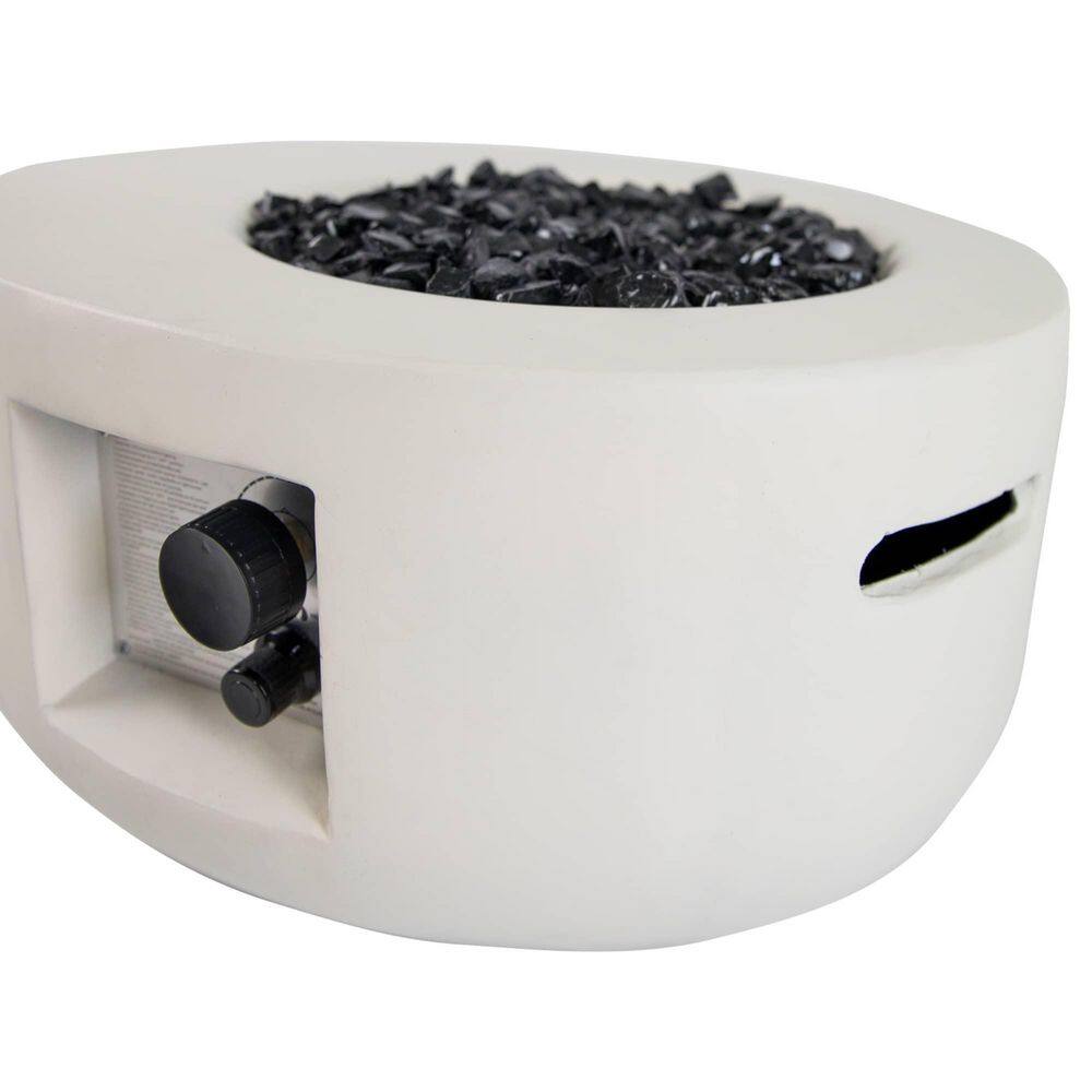 26 Inch White Round MGO Propane Fire Pit Table