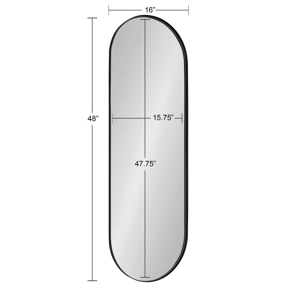 Rollo Capsule Full-Length Black Metal Wall Mirror 16"x48"