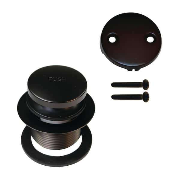 Westbrass 1-1/2 in. NPSM Coarse Thread Tip-Toe Bathtub Drain Plug with 2-Hole Overflow Faceplate in Oil Rubbed Bronze