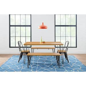 Banyan Honey Brown Wood Rectangular Dining Table for 6 with Metal Hairpin Legs (59 in. L x 29.7 in. H)