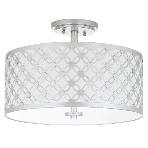 SAFAVIEH Hutch 16 in. 3-Light Silver Semi-Flush Mount
