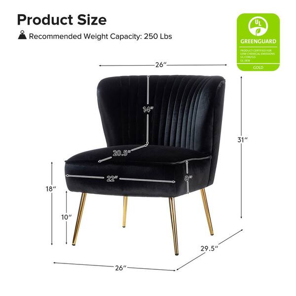 JAYDEN CREATION Monica Modern Black Velvet Comfy Living Room JAYDEN CREATION Monica Modern Black Velvet Comfy Living Room