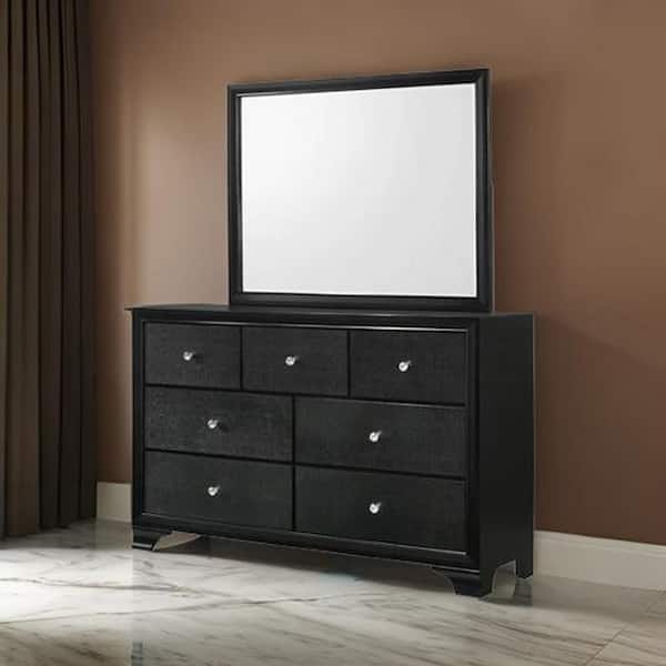 Benjara Black and Silver 0.8 in. W x 35.4 in. H Modern Square Wood Dresser Mirror