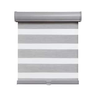 Cut-to-Size Gray Cordless Light Filtering Layered Roller Shades 22 in. W x 72 in. L