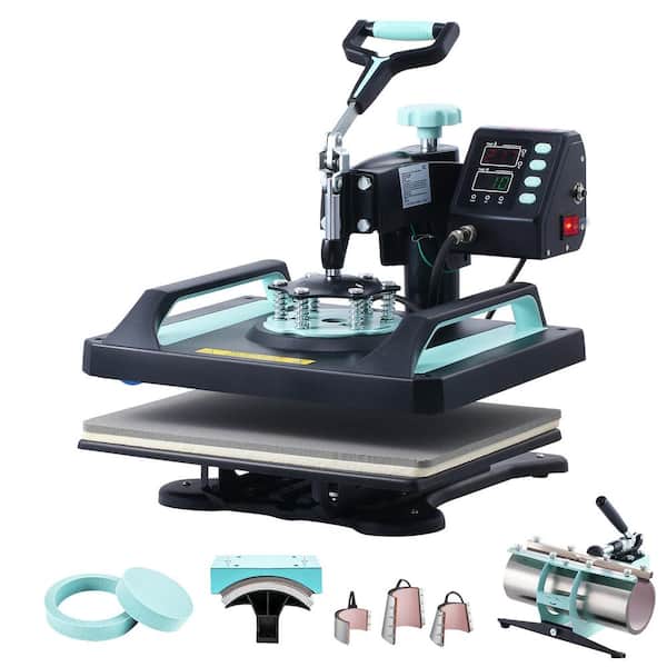 8-in-1 Heat Press Machine, 12 x 15 in., 30 oz. Tumbler Press, 360° Swing Away Digital T-Shirt Press, Teflon Coating