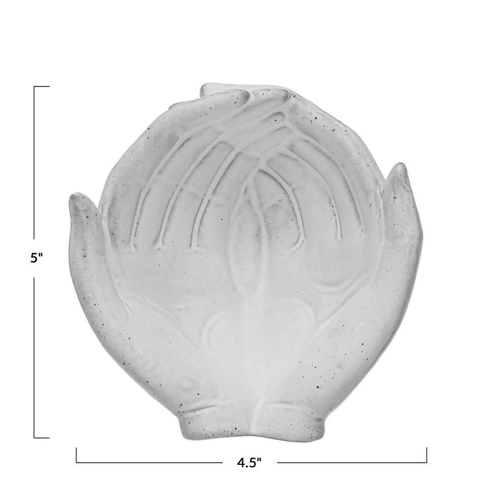 White Ceramic Hands Shaped Decorative Bowl