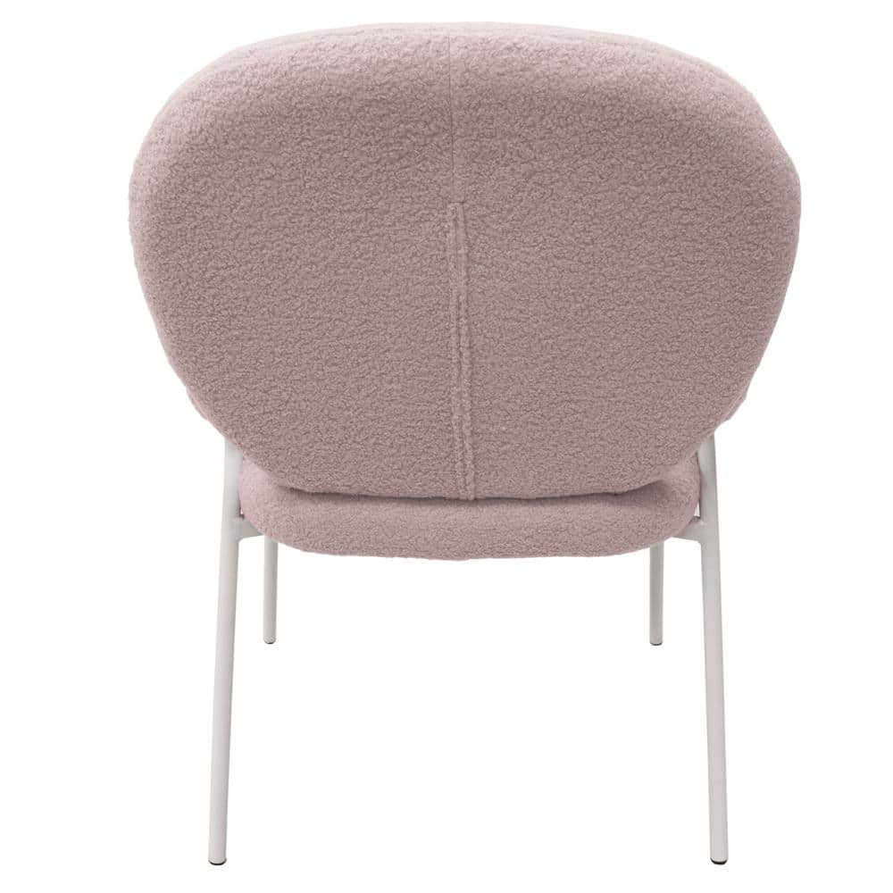 Celestial Gray Boucle Upholstered Arm Chair with White Metal Frame