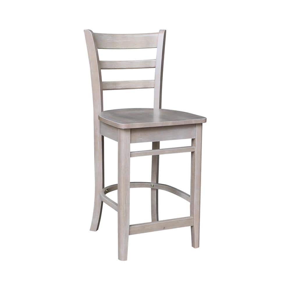 Emily 41" Gray Solid Wood Counter Height Barstool