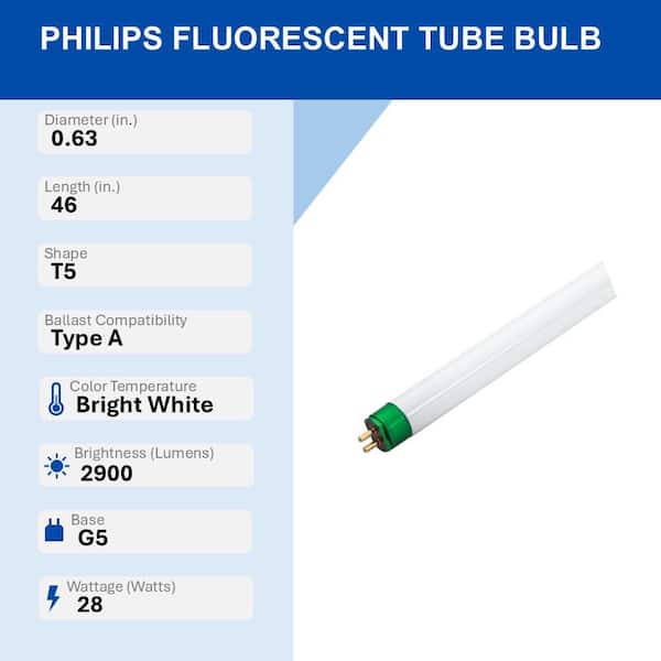 28-Watt 46 in. Linear T5 ALTO Fluorescent Tube Light Bulb Bright White (3000K) (30-Pack)