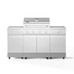 Fresno 5-Burner LP Stainless Steel Plus Carbon Wood Island Grill