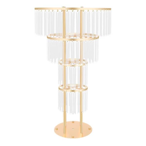 YIYIBYUS 4-Tier 35.4 in. H Gold Iron Acrylic Decorative Stand Wedding Party Birthday Decor