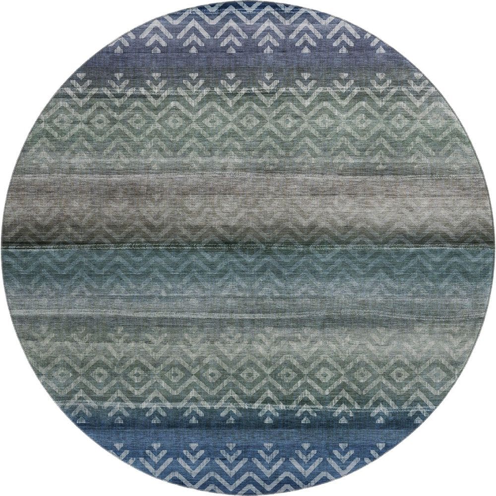 Mayfield Premium Machine Washable Abstract AMF2042 Blue 8 ft. x 8 ft. Round Rug price history on PriceWatchPro