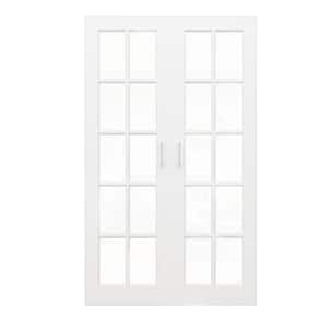 48 in. x 80 in. 10 Lite Clear Glass White Solid Core French Doors without Jamb Double Interior Door Slab with Ball Catch