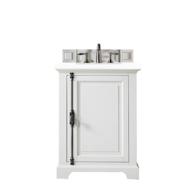 James Martin Vanities Providence 26.0 in. W x 23.5 in. D x 34.3 in. H Bathroom Vanity in Bright White with White Zeus Quartz Top