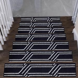 Plaza Collection Navy 9 in. x 28 in. Polypropylene Stair Tread Cover (Set of 13)