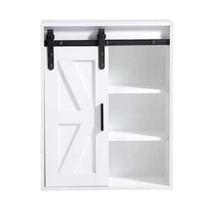 21.7 in. W x 7.9 in. D x 27.6 in. H White Bathroom Storage Wall Cabinet with Sliding Door