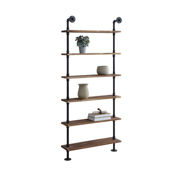 4D Concepts Turner 70.9 in. Brown Wood Brown 6-Shelf Piping ...